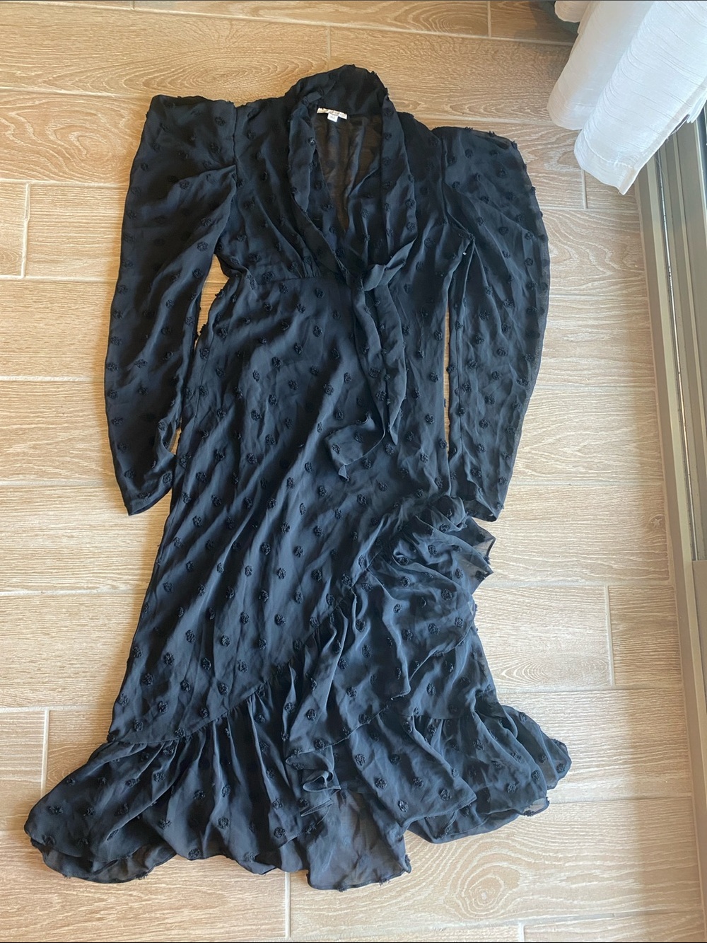Topshop Black Textured Ruffle Maxi Dress